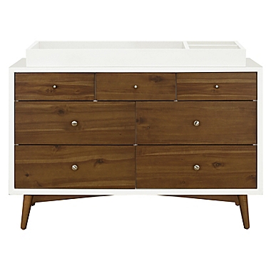 Babyletto Palma 7-Drawer Double Dresser in White/Walnut. View a larger version of this product image.