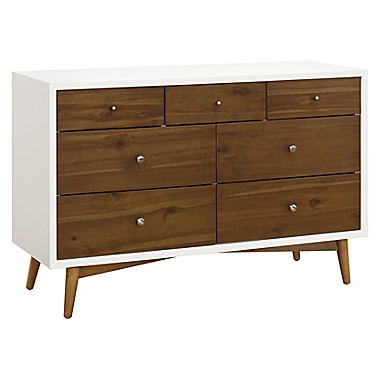 Babyletto Palma 7-Drawer Double Dresser in White/Walnut. View a larger version of this product image.