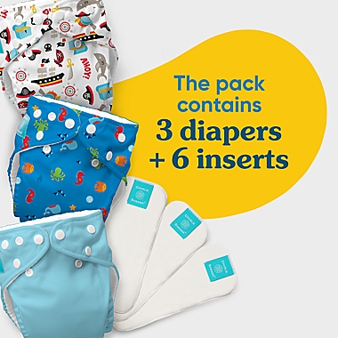 Charlie Banana 6 Diapers 12 Inserts Organic Dreamy One Size 