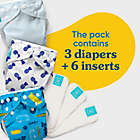 Alternate image 1 for Charlie Banana One Size 3-Count Reusable Diapers with 6 Inserts in Surf Rider