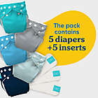 Alternate image 1 for Charlie Banana One Size 5-Count Reusable Cloth Diapers and 5 Inserts in My First Diaper Blue