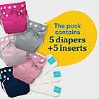 Alternate image 1 for Charlie Banana One Size 5-Count Reusable Cloth Diapers and 5 Inserts in My First Diaper Pink