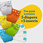 Alternate image 1 for Charlie Banana One Size 5-Count Reusable Cloth Diapers and 5 Inserts in Tango Mango