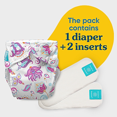Charlie Banana One Size Reusable Cloth Diaper with 2 Inserts in Cotton Bliss. View a larger version of this product image.