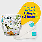 Alternate image 1 for Charlie Banana One Size Reusable Cloth Diaper with 2 Inserts in Dinosaurs