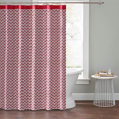 The Novogratz 72-Inch x 72-Inch Long Stem Lotus Shower Curtain in Red