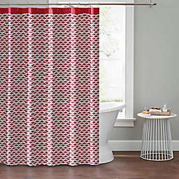 The Novogratz 72-Inch x 72-Inch Long Stem Lotus Shower Curtain in Red