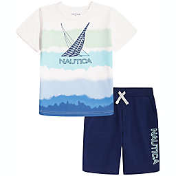 Nautica® Size 18M 2-Piece Sailboat Tee & Short Set in White/Blue