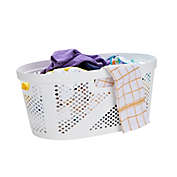 Mind Reader 40-Liter Laundry Basket with Handles in White