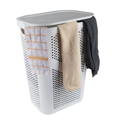 Mind Reader 60-Liter Perforated Laundry Hamper in White