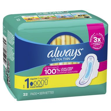 Always&reg; 22-Count Size 1 Ultra Thin Daytime Pads with Wings. View a larger version of this product image.