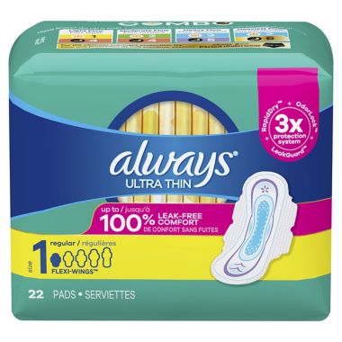 Always&reg; 22-Count Size 1 Ultra Thin Daytime Pads with Wings. View a larger version of this product image.