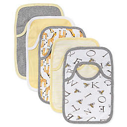 Burt's Bees Baby® 5-Pack Giraffes Organic Cotton Bibs in Heather Grey