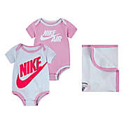 Nike&reg; Size 0-6M 3-Piece Milestone Blanket and Bodysuit Set in Pink/White
