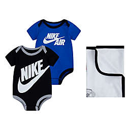 Nike® Size 0-6M 3-Piece Milestone Blanket and Bodysuit Set in White/Blue