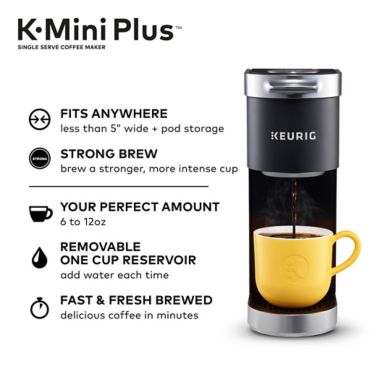 Keurig&reg; K-Mini Plus&reg; K-Cup&reg; Pod Single Serve Coffee Maker in Black. View a larger version of this product image.
