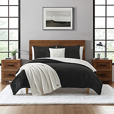UGG&reg; Brody 4-Piece Reversible Twin/Twin XL Comforter Set in Black/Snow. View a larger version of this product image.