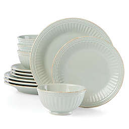 Lenox® French Perle Groove 12-Piece Dinnerware Set in Light Blue