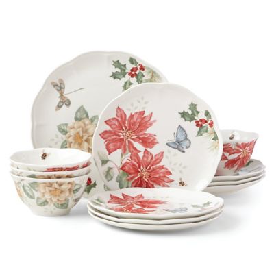 Lenox 884601 Butterfly Meadow Holiday Amaryllis Dinner Plate 