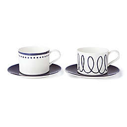 kate spade new york Charlotte Street Cups and Saucers in White (Set of 2)