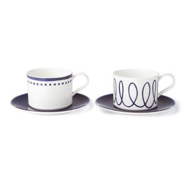 kate spade new york Charlotte Street Cups and Saucers in White (Set of 2) |  Bed Bath & Beyond
