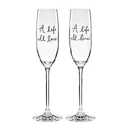 kate spade new york Charmed Life Toasting Champagne Flutes in White (Set of 2)