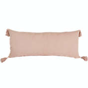MM Studio Faux Linen Oblong Body Pillow with Tassels in Pink