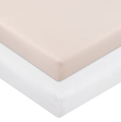 mighty goods&trade; 2-Pack Fitted Cotton Crib Sheets in Pink/White