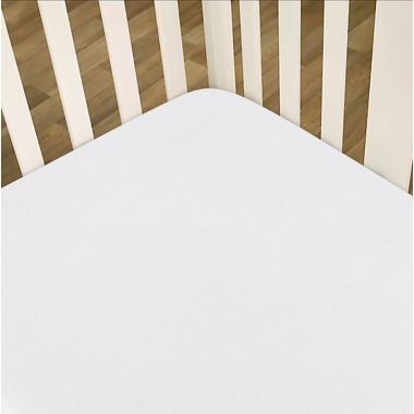 mighty goods&trade; Fitted Cotton Mini Crib Sheet in White. View a larger version of this product image.