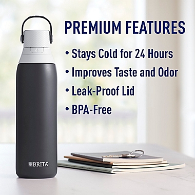 Brita&reg; Premium 20 oz. Filtering Stainless Steel Water Bottle in Carbon. View a larger version of this product image.