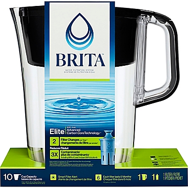 Brita&reg; 10-Cup Tahoe Pitcher with Elite Filter in Black. View a larger version of this product image.