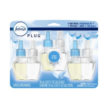 Febreze&reg; PLUG&trade; 3-Pack Linen &amp; Sky Scented Oil Refills. View a larger version of this product image.