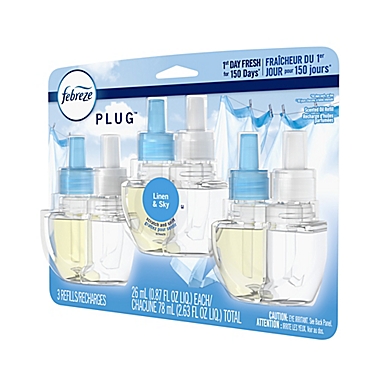 Febreze&reg; PLUG&trade; 3-Pack Linen &amp; Sky Scented Oil Refills. View a larger version of this product image.