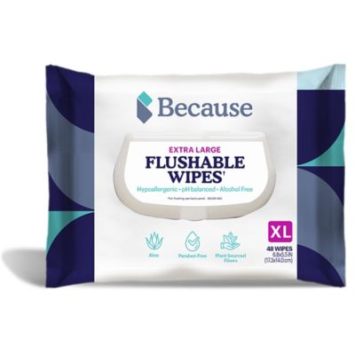 Because 48-Pack Flushable Cleansing Wipes