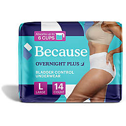 Because 14-Pack Overnight Bladder Control Underwear in Large