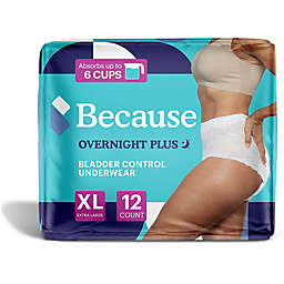 Because 12-Pack Overnight Bladder Control Underwear in Extra-Large