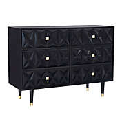 Shay Geo Texture 6-Drawer Dresser in Black