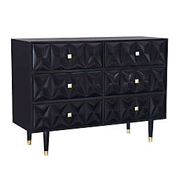 Shay Geo Texture Six-Drawer Dresser in Black