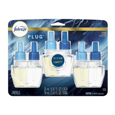 Febreze&reg; PLUG&trade; 3-Pack Ocean Scented Oil Refills. View a larger version of this product image.