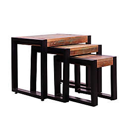 The Urban Port® Stacking 3-Piece Nesting Table Set in Brown/Black