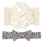 Alternate image 0 for Khristie&reg; Size 0-36M 2-Pack Vintage Satin Lace Flower and Leopard Headbands