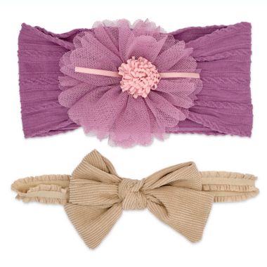 Khristie&reg; Size 0-36M 2-Pack Flower and Corduroy Bow Headbands. View a larger version of this product image.