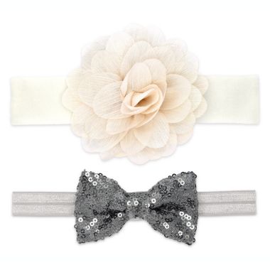 Khristie&reg; 2-Pack Rose and Sequin Bow Headbands. View a larger version of this product image.