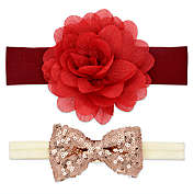 Khristie&reg; Size 0-36M 2-Pack Red Rose and Sequin Bow Headbands