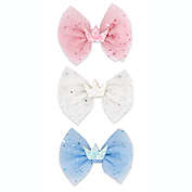 Khristie&reg; 3-Pack Tulle Bow and Crown Hair Clips