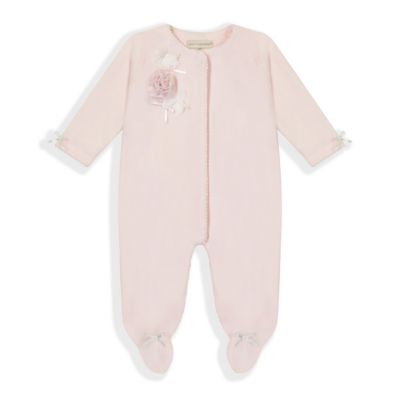 Clasix Beginnings&trade; Velour Rosette Footed Coverall in Pink