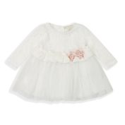 Clasix Beginnings&trade; Lace Netting Long Sleeve Dress in Ivory