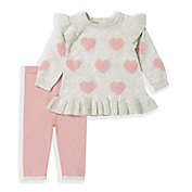 Clasix Beginnings&trade; 2-Piece Heart Sweater and Leggings Set in Grey