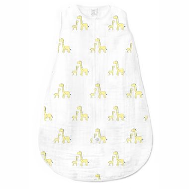 SwaddleDesigns&reg; zzZipMe&reg; Size 6-12M Giraffes Muslin Sleep Sack in Yellow. View a larger version of this product image.