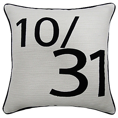 Studio 3B&trade; 10/31 Date Square Throw Pillow in Jet Set/Coconut Milk. View a larger version of this product image.